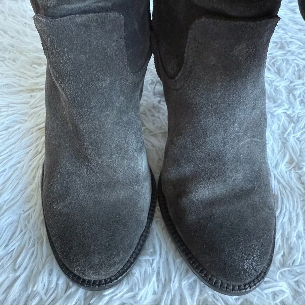 Dolce Vita Gray Suede Over the Knee Boots with Stacked Heel Size 7.5